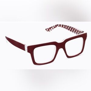 Peepers “Louie” red/check unisex frames blue light filtering 0 magnification-NWT